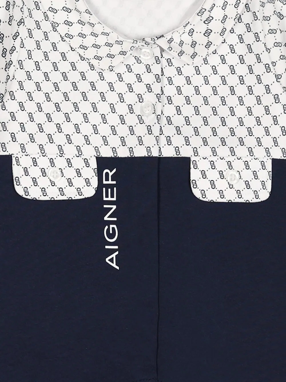 Aigner Kids Romper met logo-print en vlakken Blauw