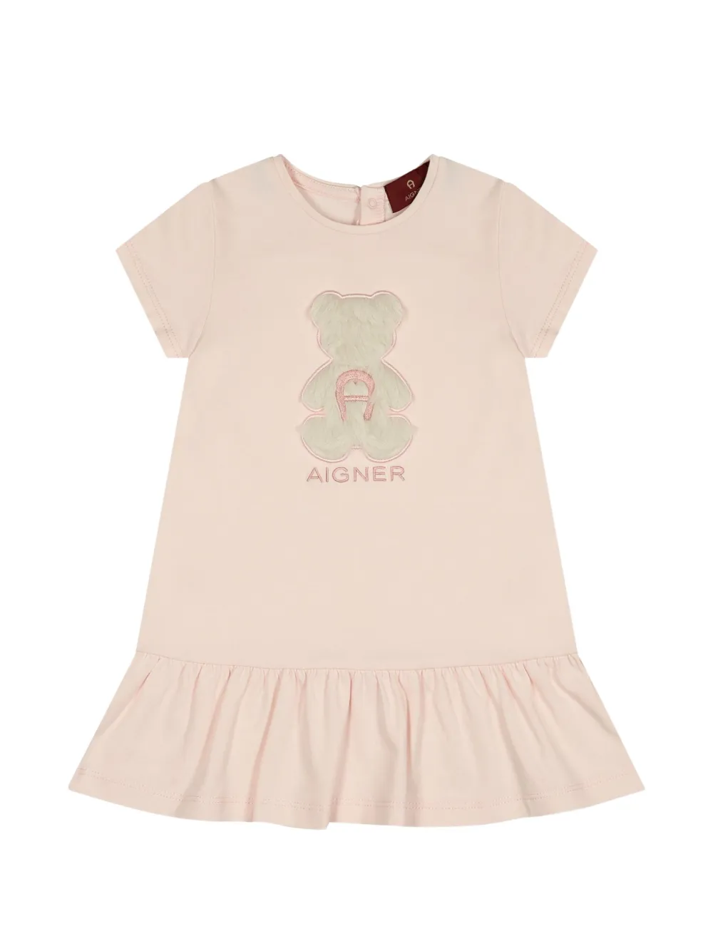 Aigner Kids teddy bear-patch ruffled dress - Rosa