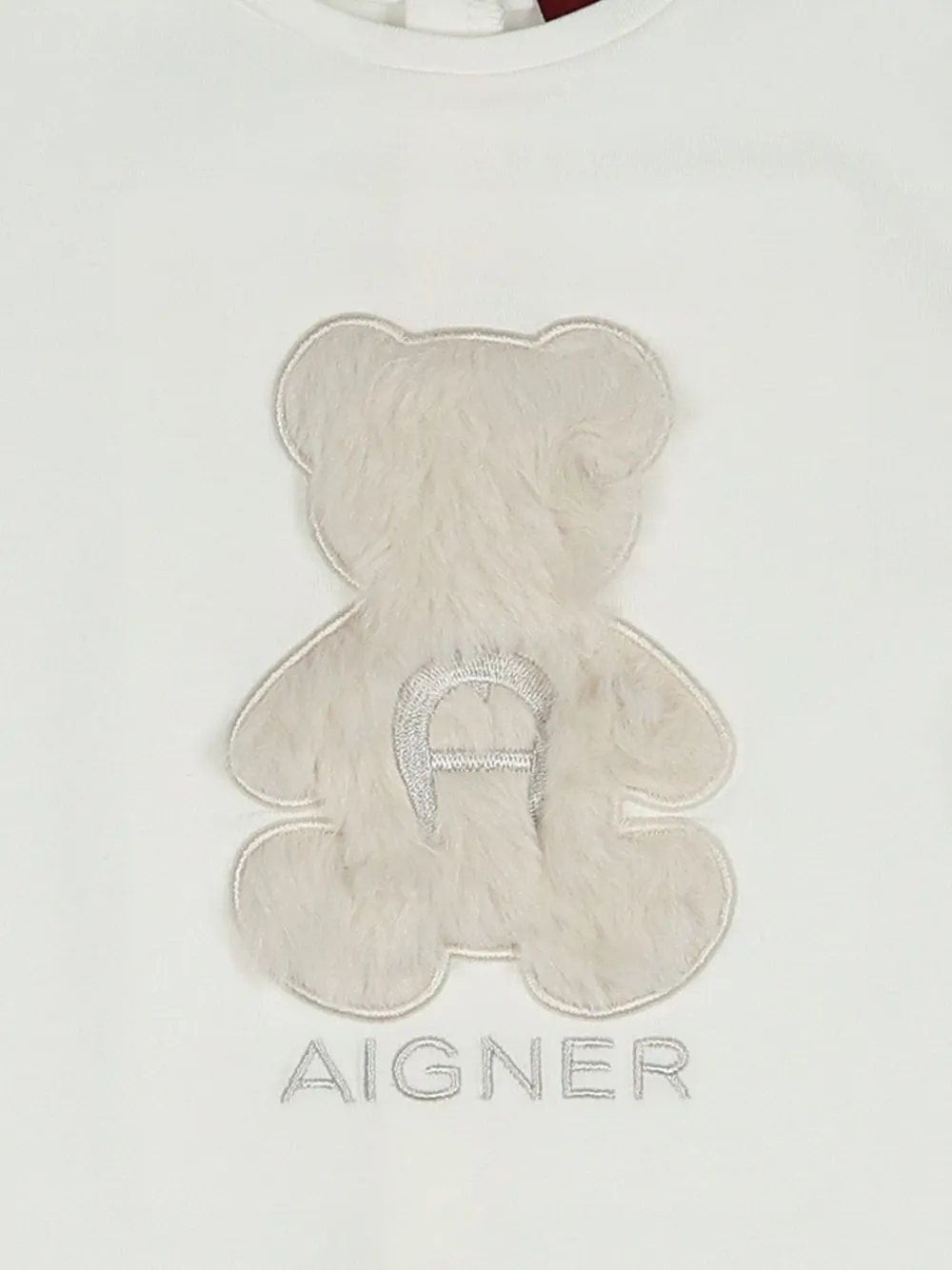 Aigner Kids bear-patch ruffled dress Wit