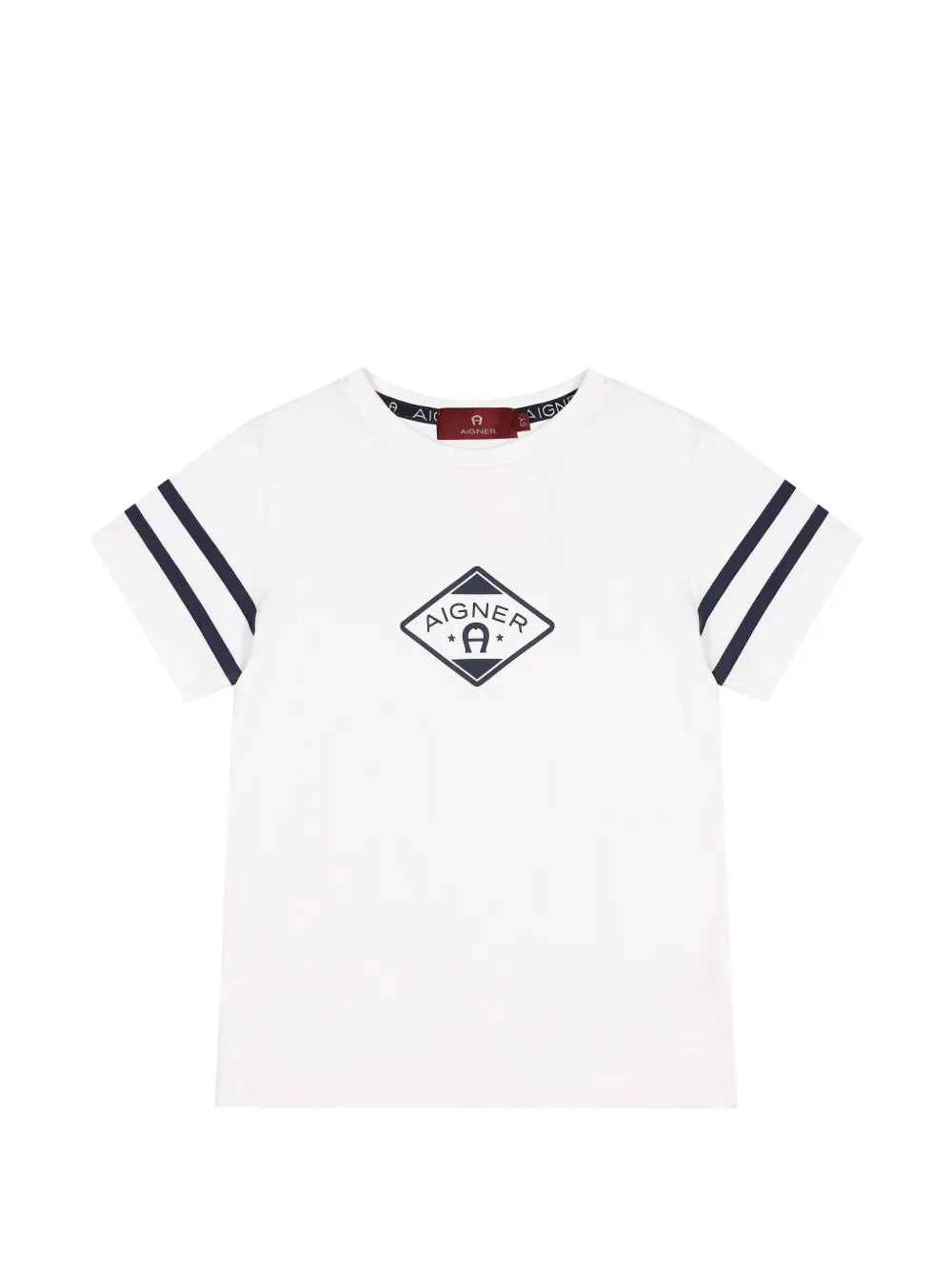 Aigner Kids t-shirt rayé à logo imprimé - Blanc Aigner Kids t-shirt rayé à logo imprimé - Blanc