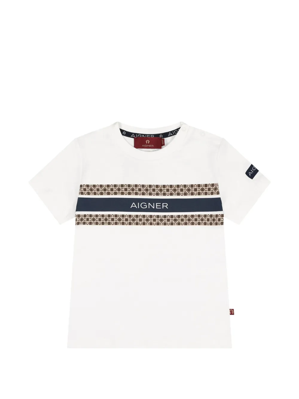 Aigner Kids logo-print crew-neck T-shirt - Bianco