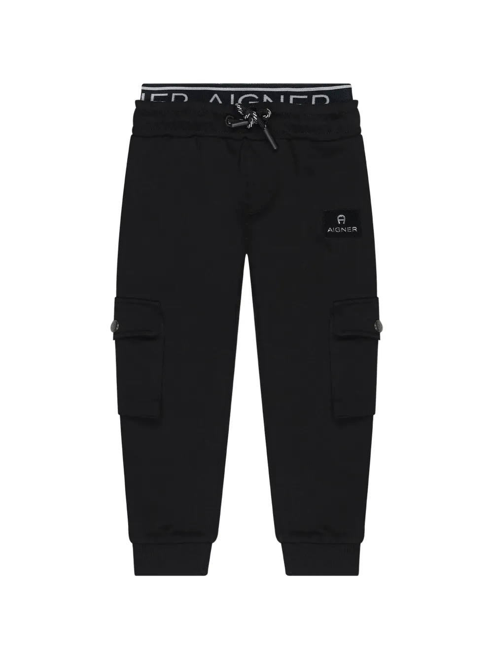Aigner Kids pantalon cargo à taille à logo - Noir