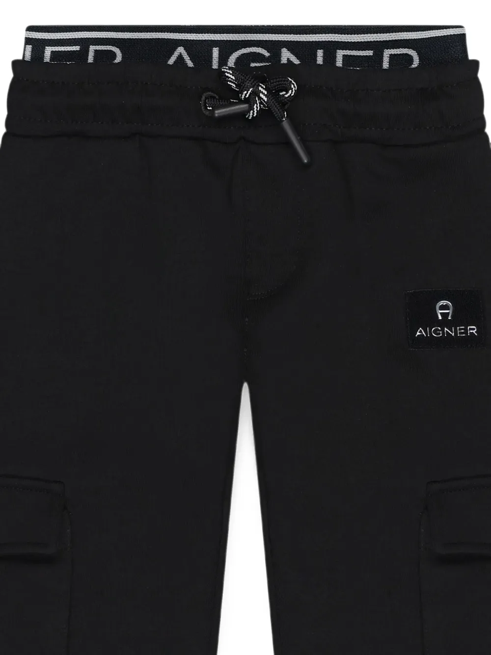 Aigner Kids Cargo broek met logoband Zwart