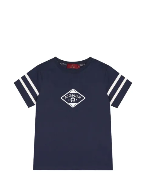 Aigner Kids fodbold-T-shirt med stribede ærmer og logotryk