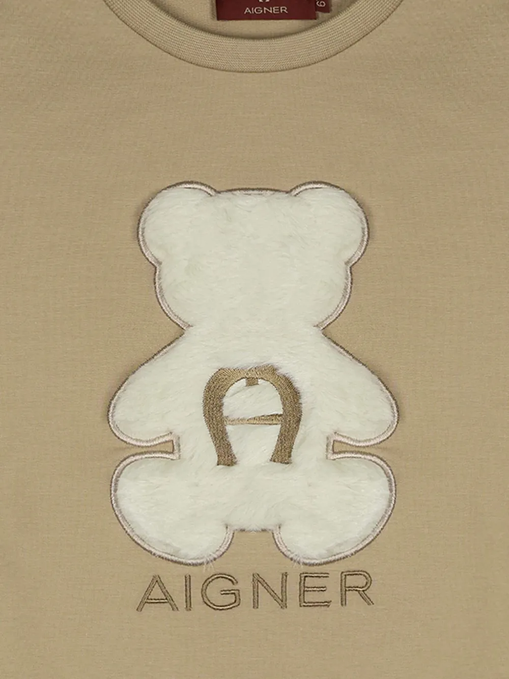 Aigner Kids bear-patchwork logo-embroidered sweater Beige