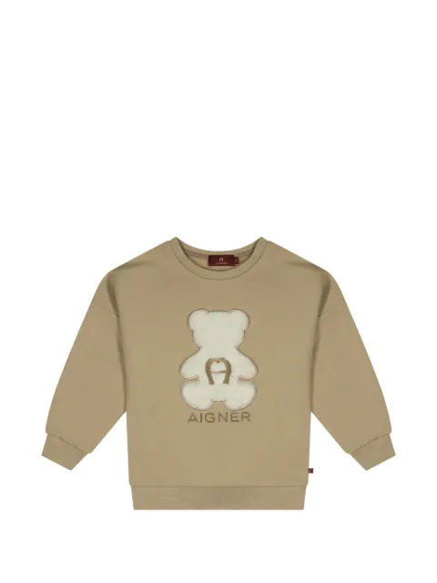 Aigner Kids bear-patchwork logo-embroidered sweater
