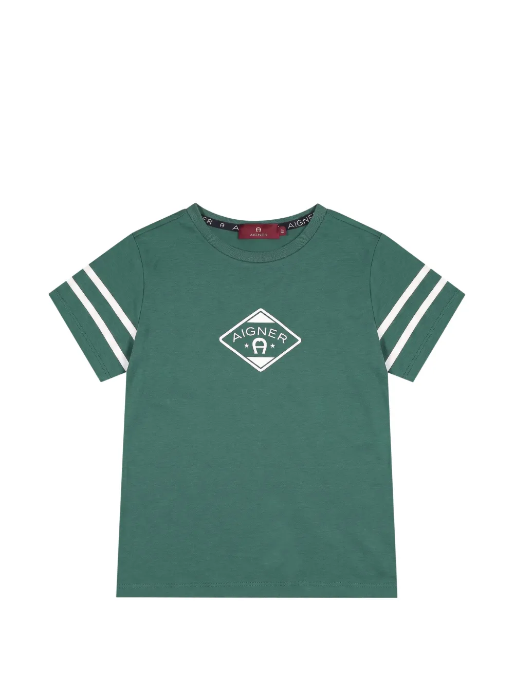 Aigner Kids t-shirt rayé à logo imprimé - Vert Aigner Kids t-shirt rayé à logo imprimé - Vert