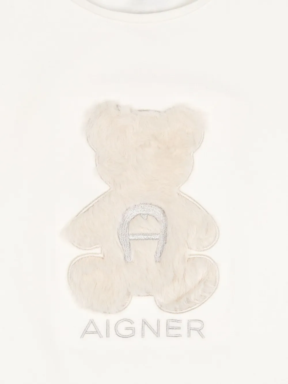 Aigner Kids T-shirt met teddybeer-patroon en textuur Wit