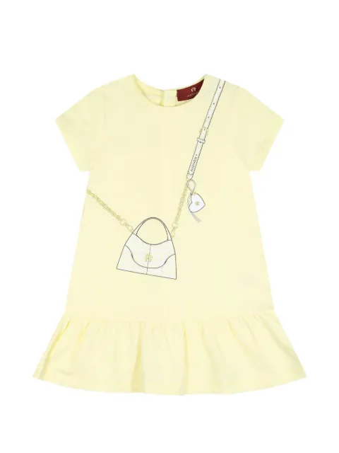 Aigner Kids vestido con estampado gráfico y volantes