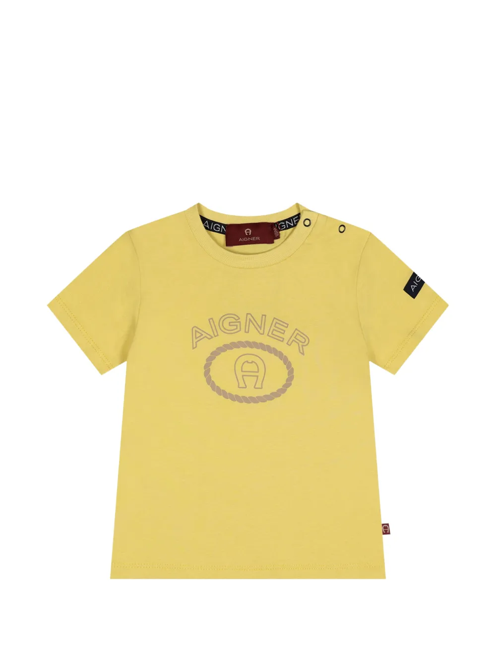 Aigner Kids logo-print press-stud T-shirt - Giallo