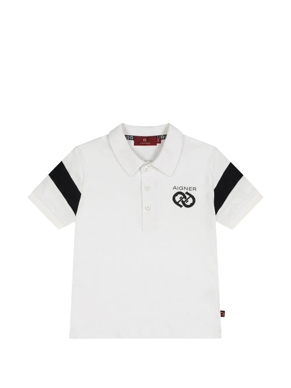 Aigner Kids logo-print panelled polo shirt - Bianco