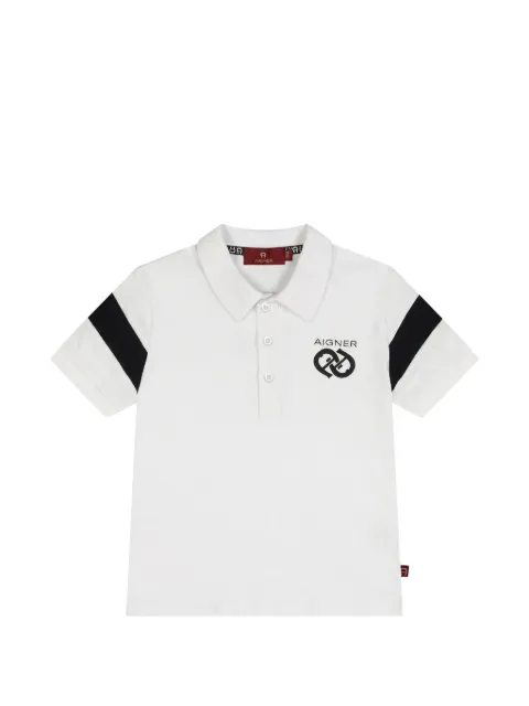 Aigner Kids logo-print panelled polo shirt