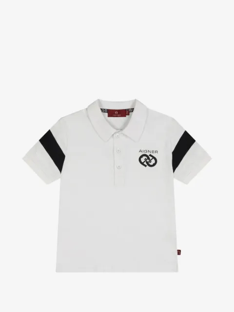 Aigner Kids logo-print panelled polo shirt