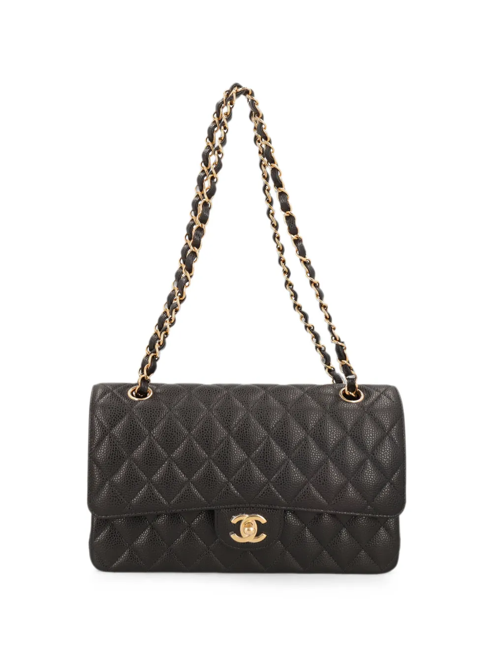 Pre-owned Chanel Medium Double Flap Shoulder Bag In Black