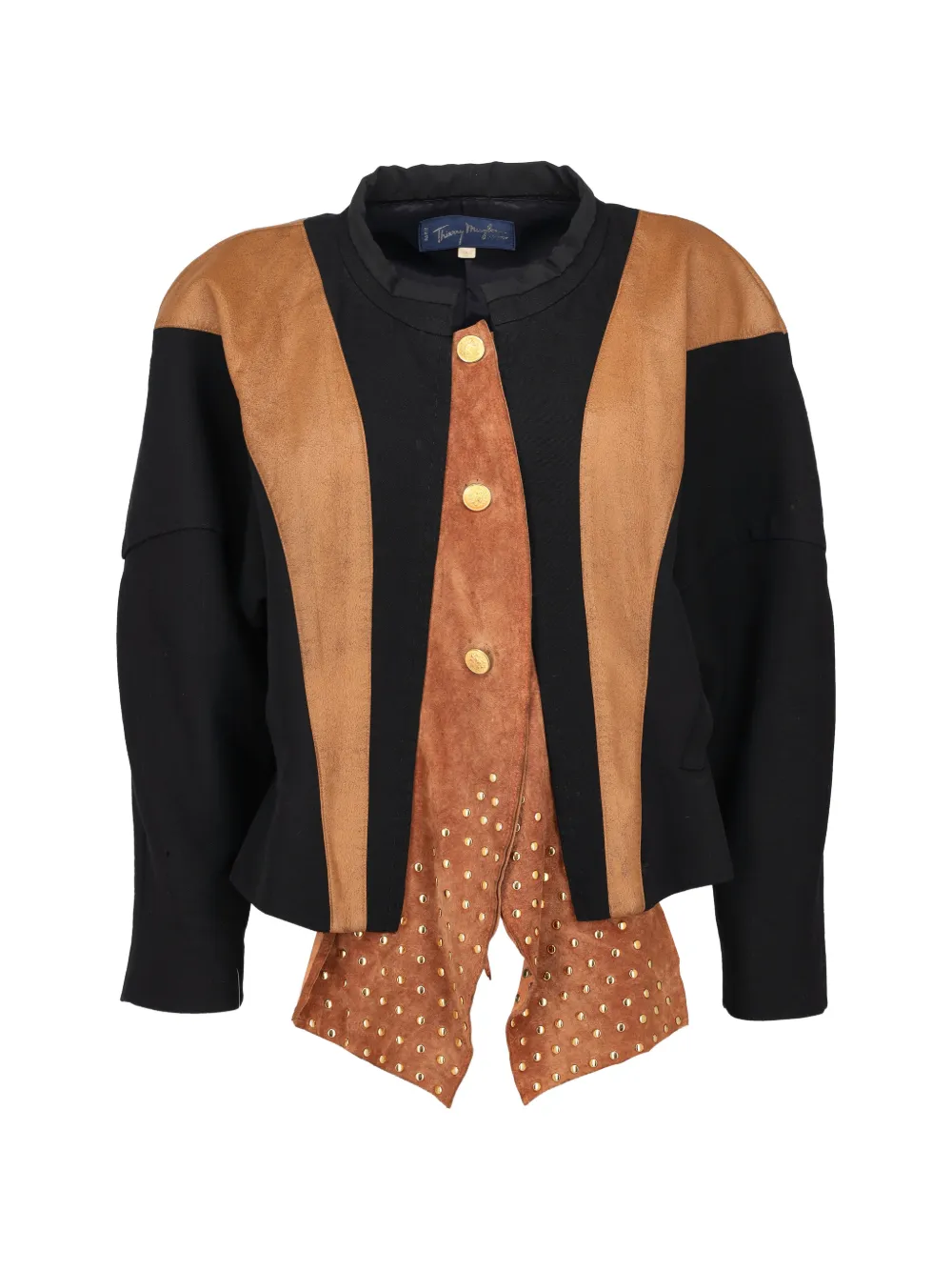 Pre-owned Mugler Studded Panelled Jacket In Black