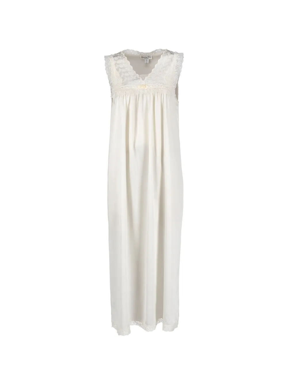 Christian Dior Pre-Owned lace-trim sleeveless dress - Bianco