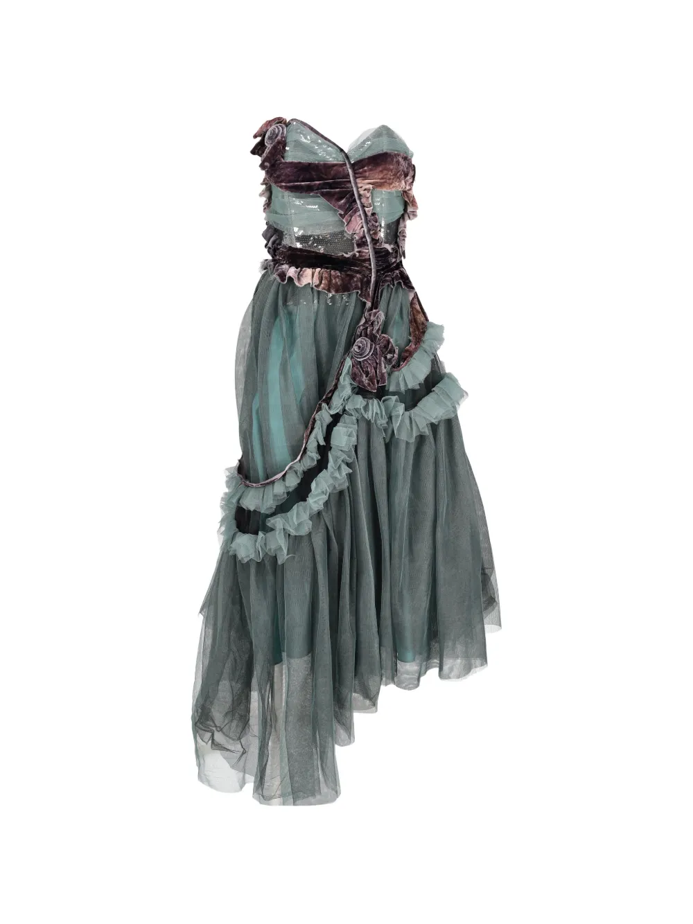 Maison Margiela Abito midi in velluto con ruches - Blu