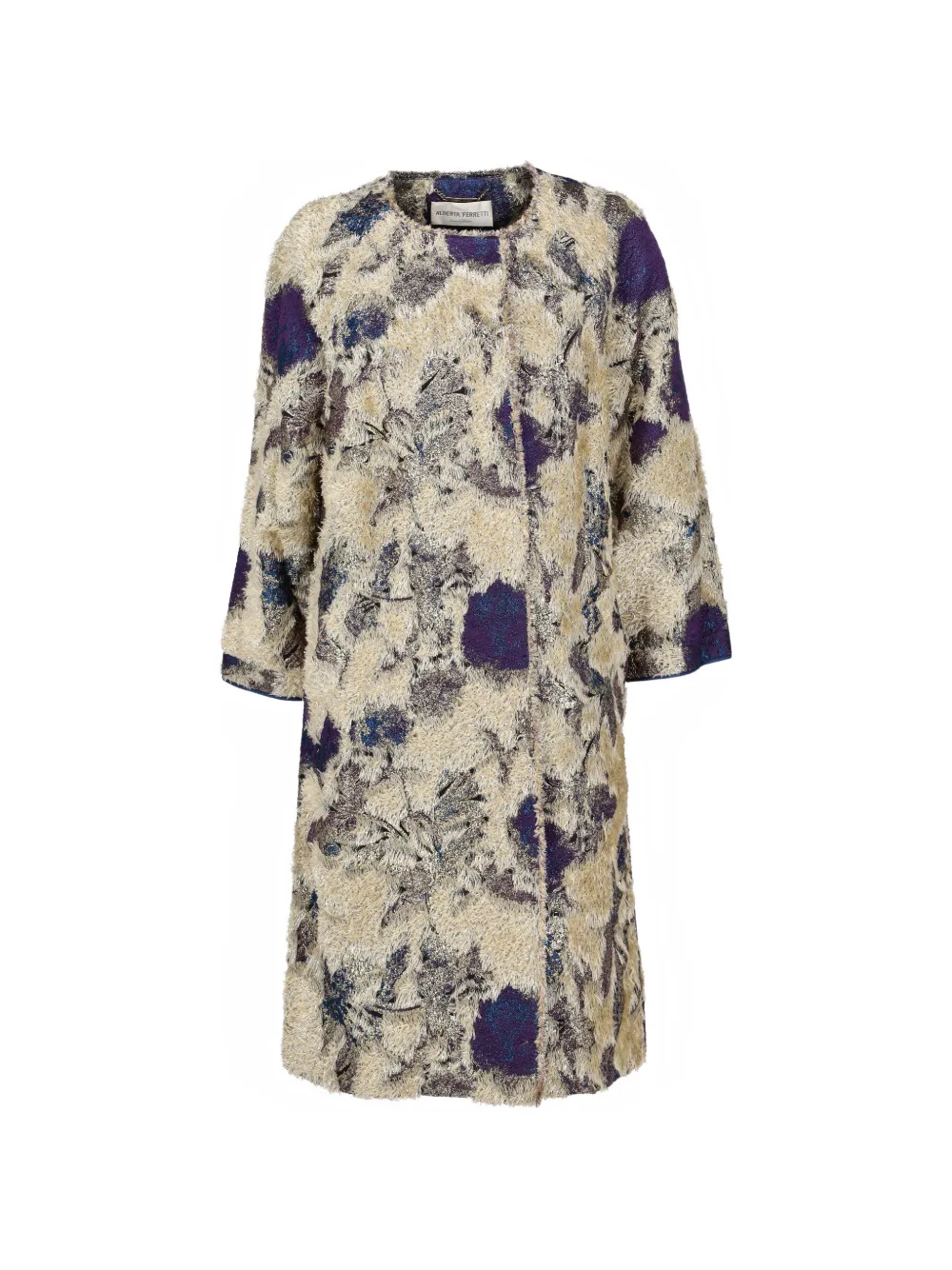 Alberta Ferretti Vintage floral-jacquard textured coat - Neutrals