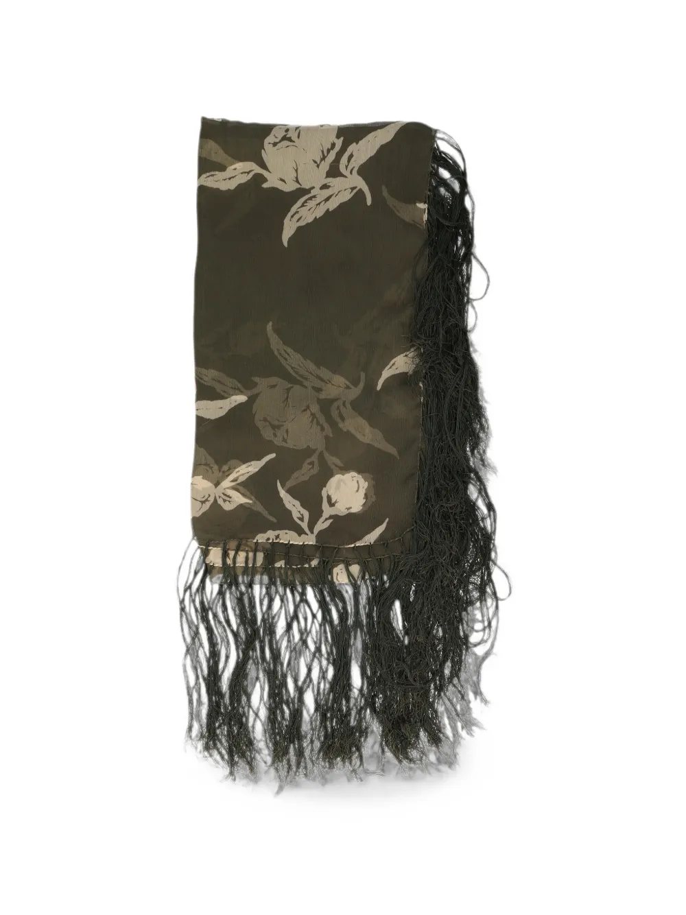 Pre-owned Emporio Armani Floral-print Silk Scarf In Green