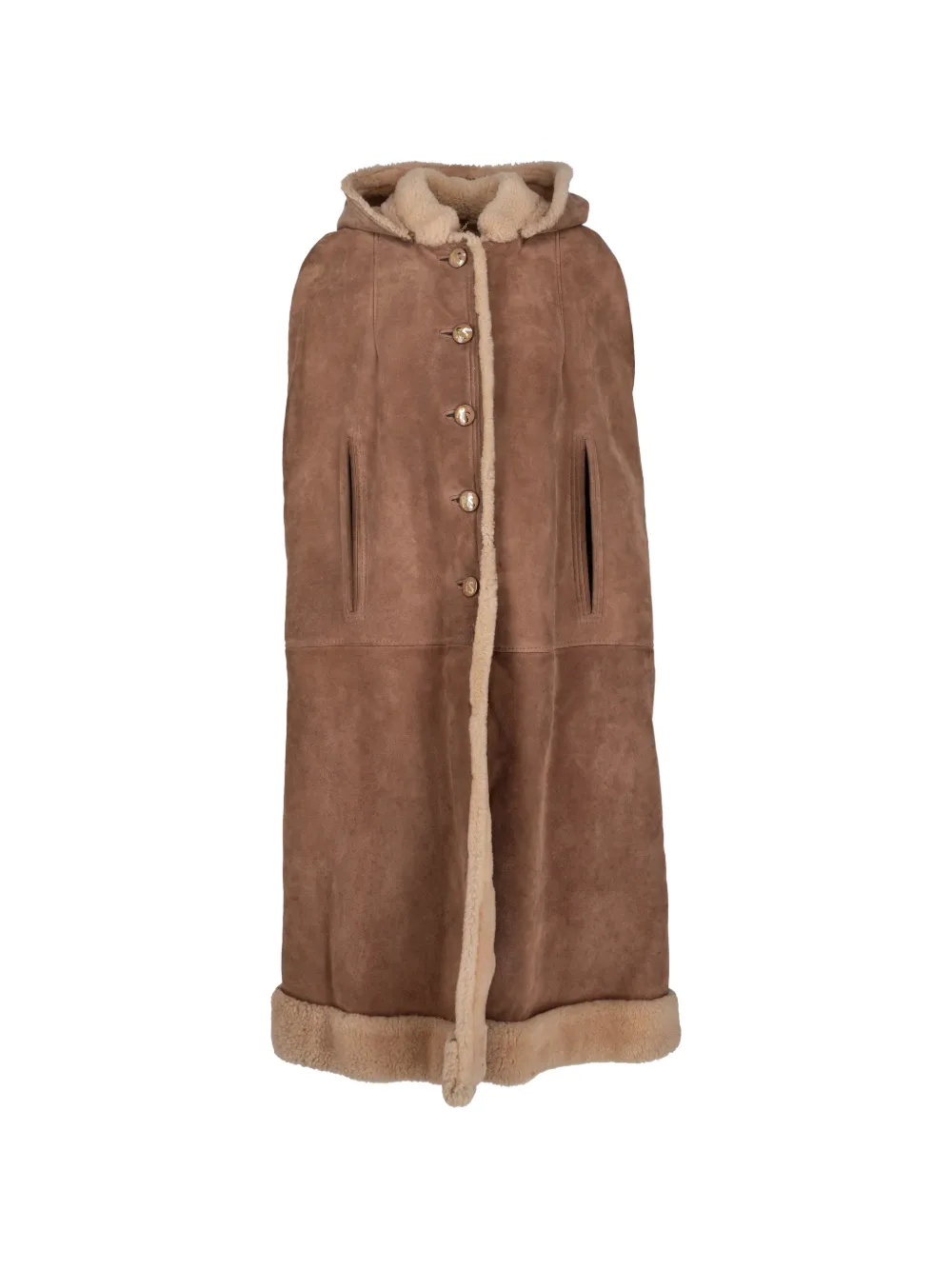 Ritz Saddler Vintage hooded shearling cape - Nude