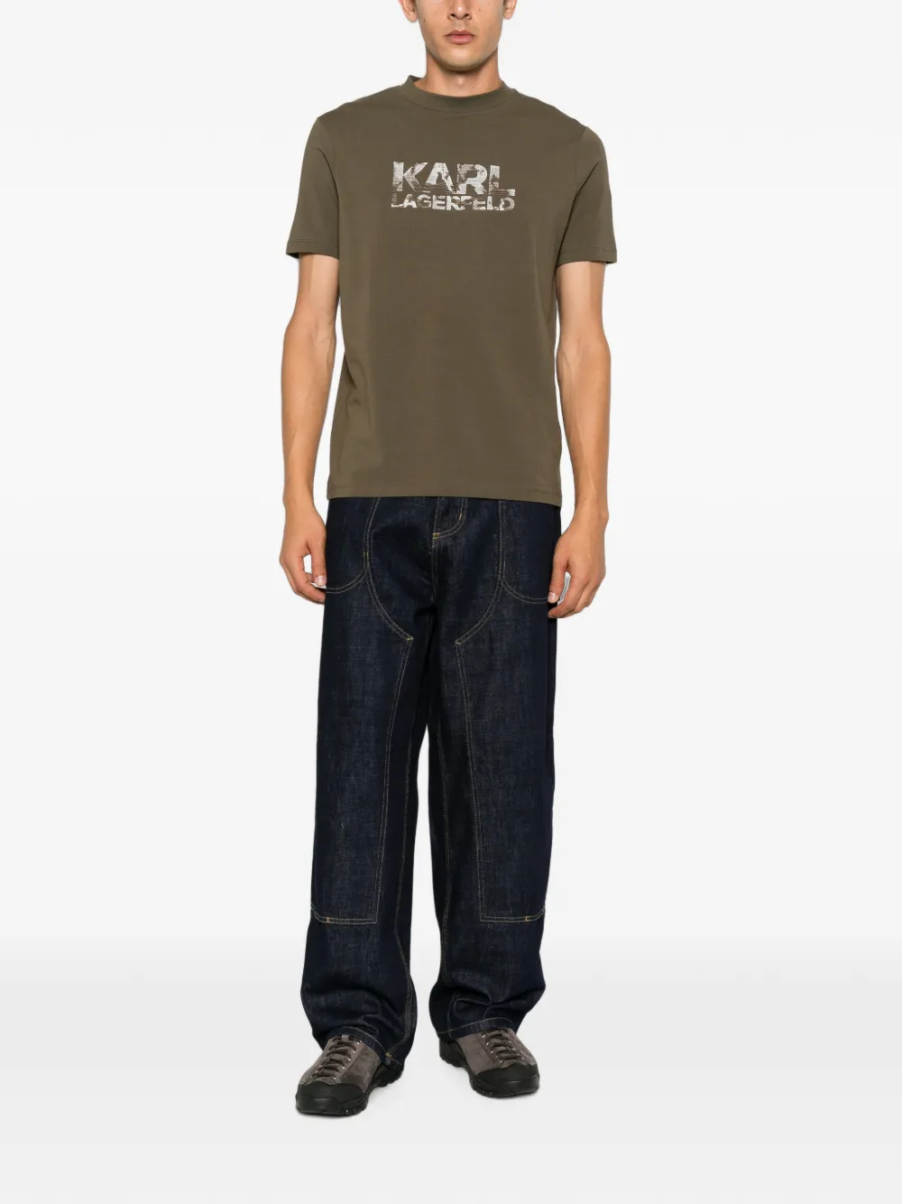 Karl Lagerfeld T-shirt met geborduurd logo Groen