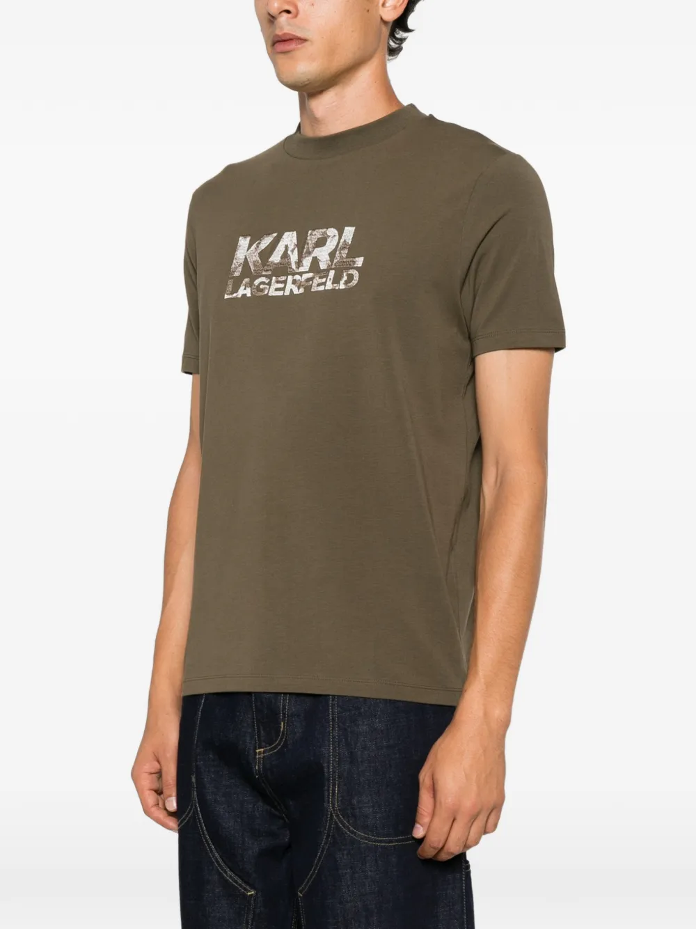 Karl Lagerfeld T-shirt met geborduurd logo Groen
