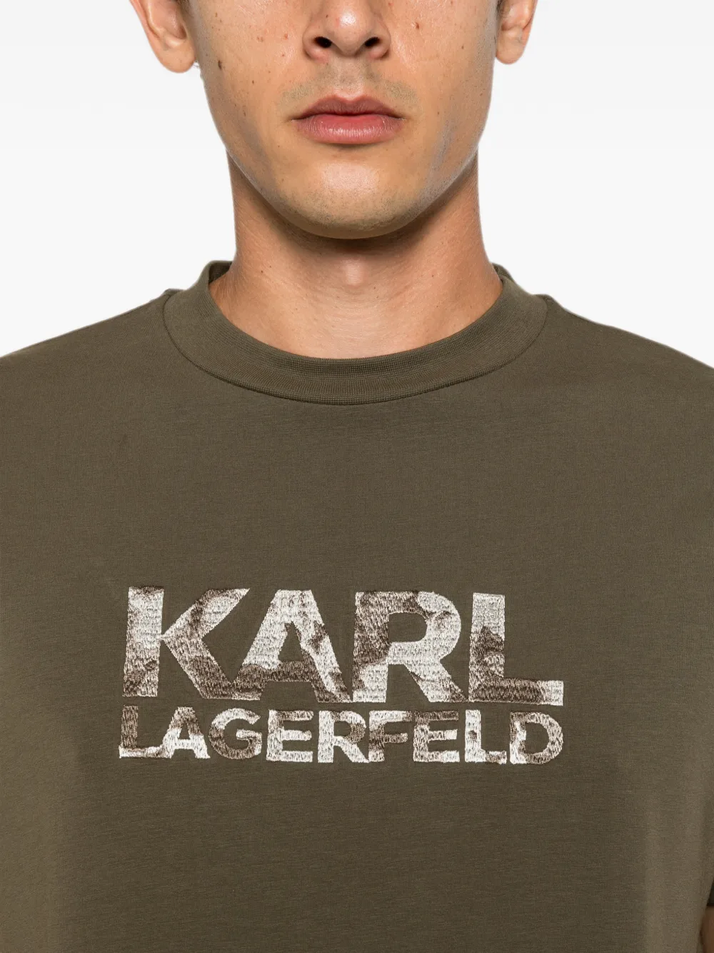 Karl Lagerfeld T-shirt met geborduurd logo Groen