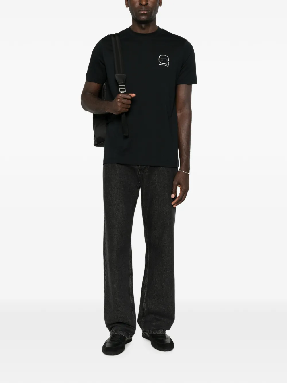 Karl Lagerfeld Katoenen T-shirt met logopatch Zwart