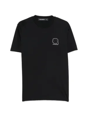 Fendi ズッカ A1542 Tシャツ XS 黒 半袖 ワンポイントロゴ FENDI