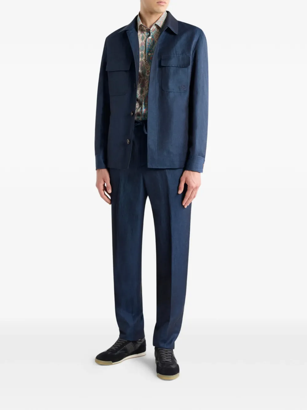 ETRO Pak met enkele rij knopen en opgestikte zak Blauw