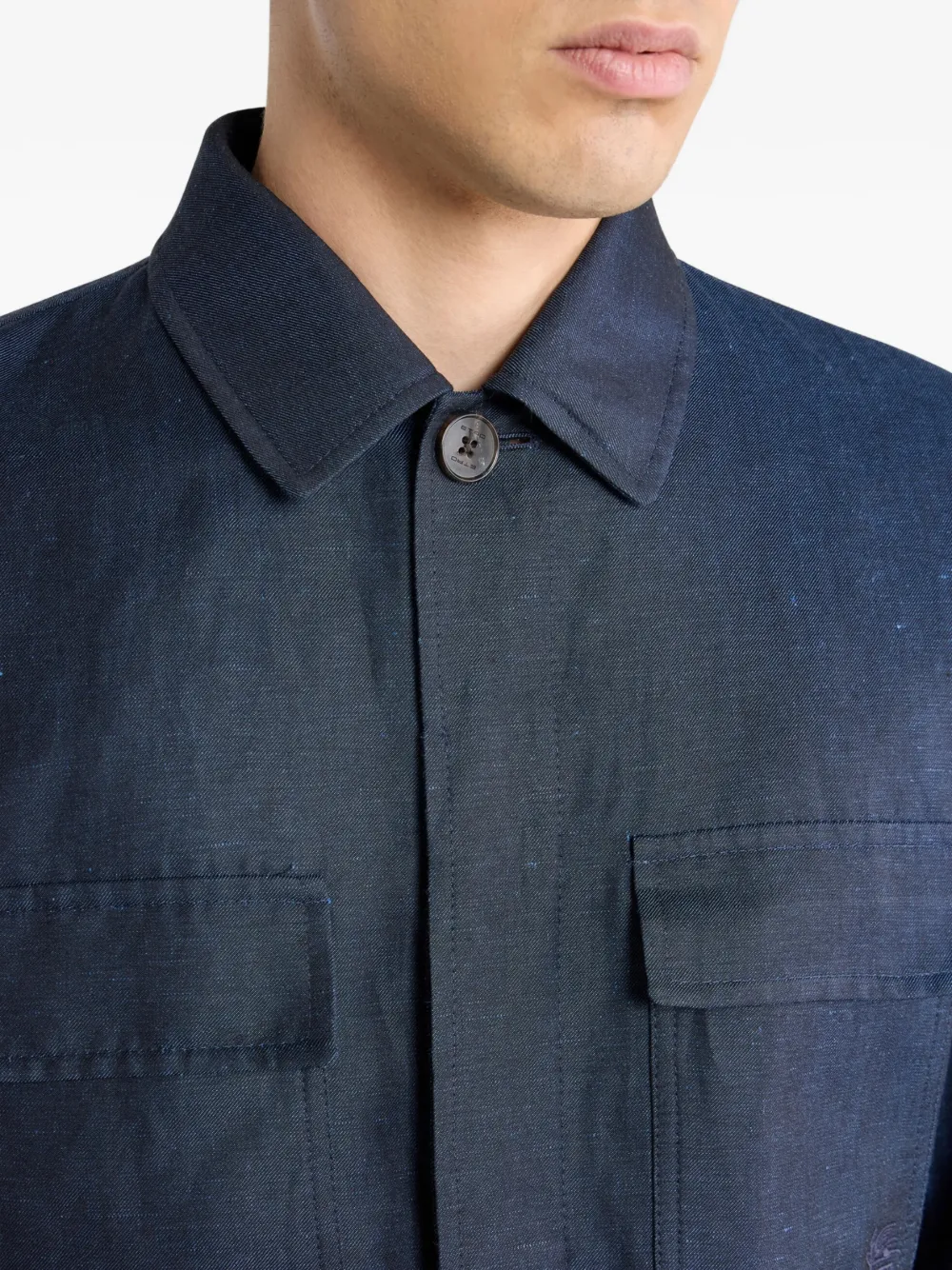 ETRO Pak met enkele rij knopen en opgestikte zak Blauw