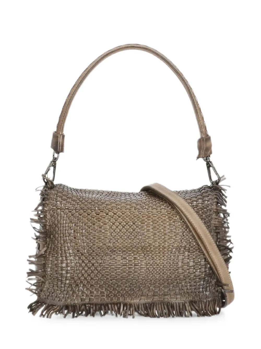 Reptile's House Anfora braided fringed shoulder bag - Braun