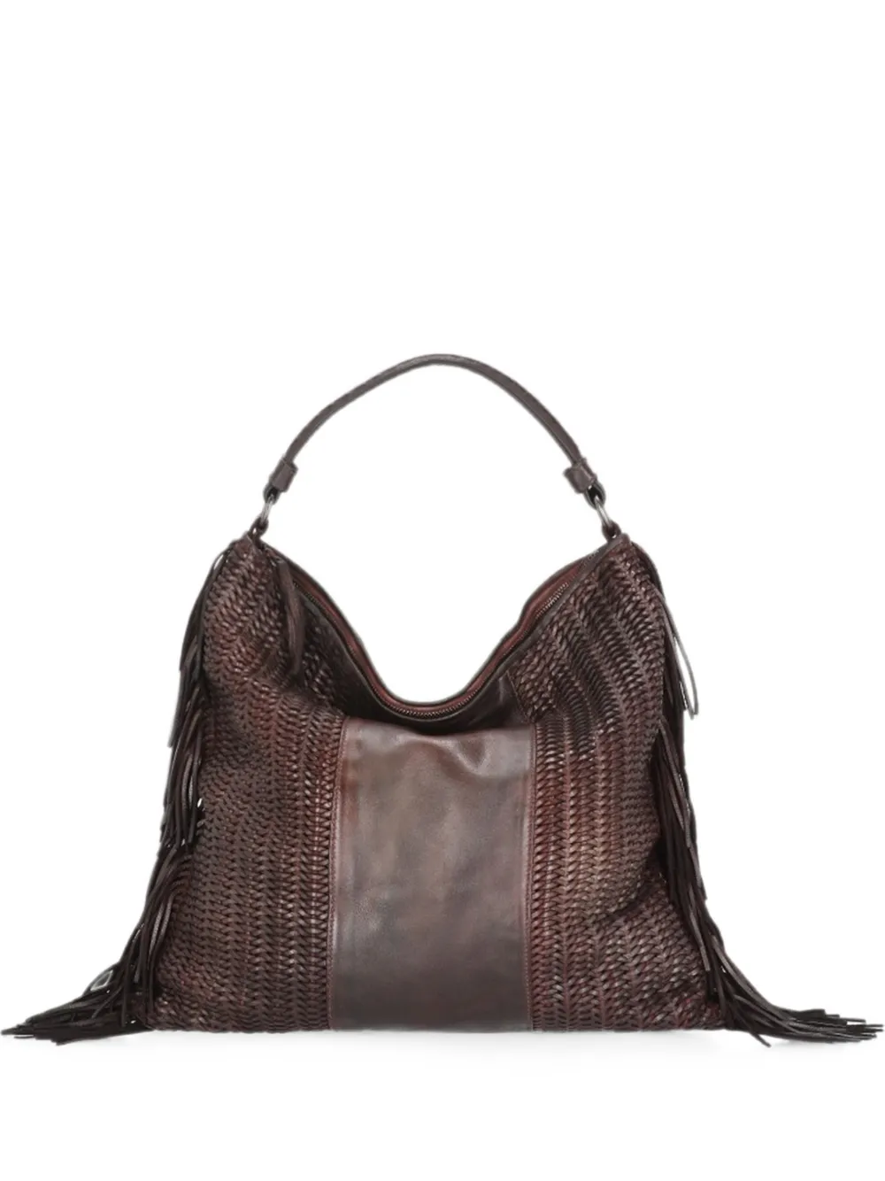 Reptile's House Vasia fringed leather tote bag - Rosso