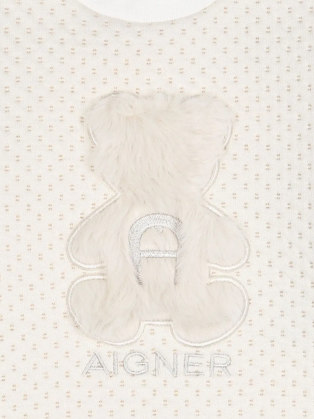 Aigner Kids bear-patch textured dress Beige