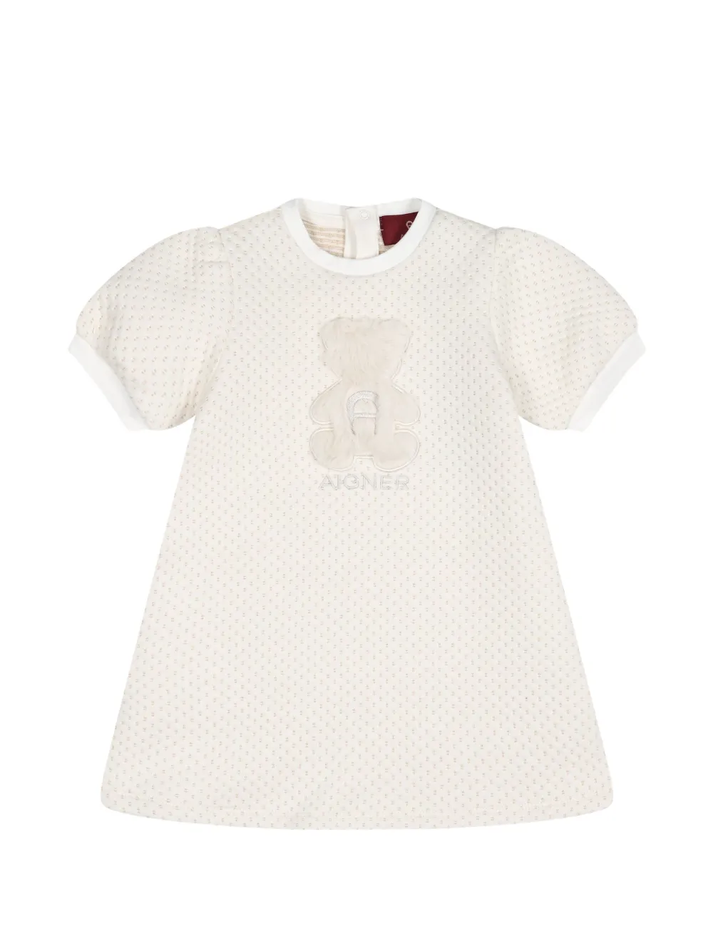 Aigner Kids bear-patch textured dress Beige
