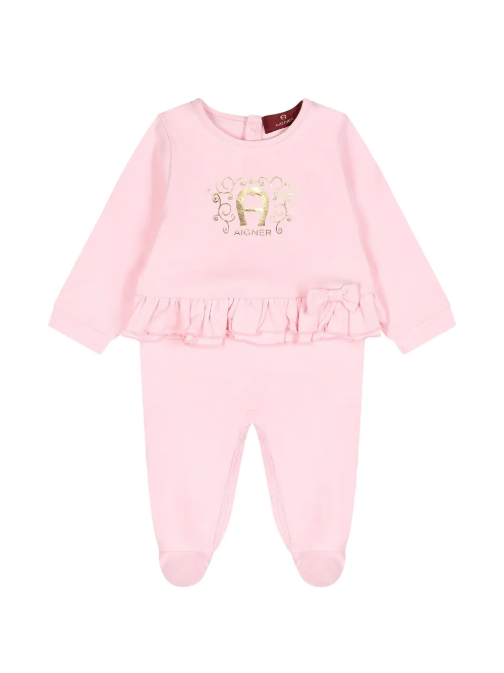 Aigner Kids pyjama volanté à détail de nœud - Rose