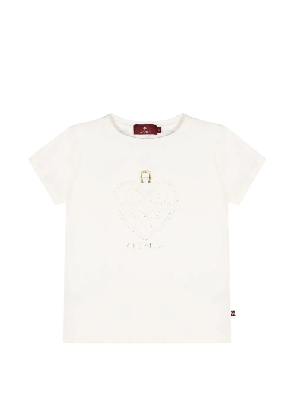 Aigner Kids heart-print logo-print T-shirt Beige