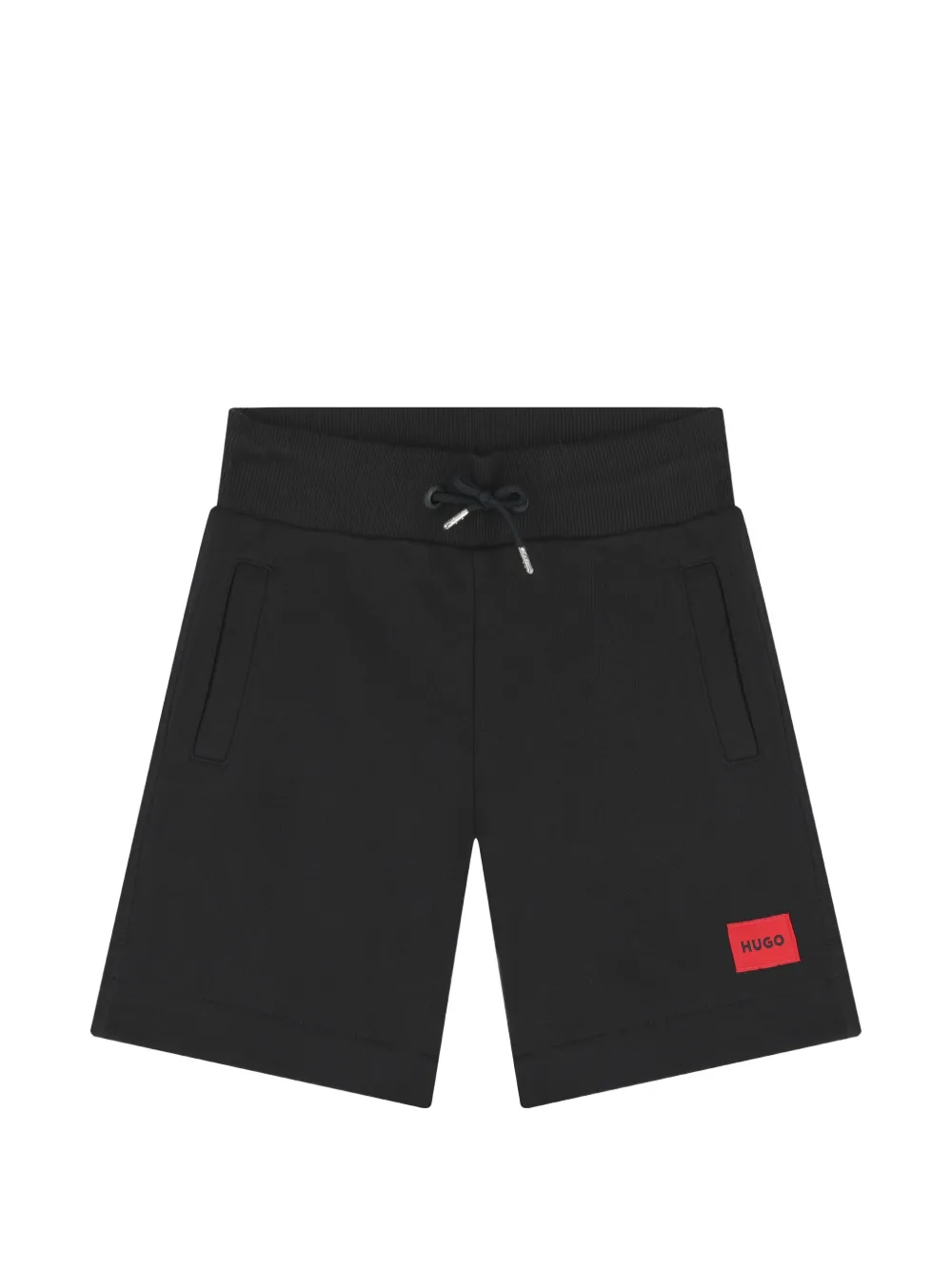 HUGO KIDS logo-patch drawstring shorts - Nero