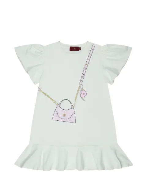 Aigner Kids bag-print ruffled dress