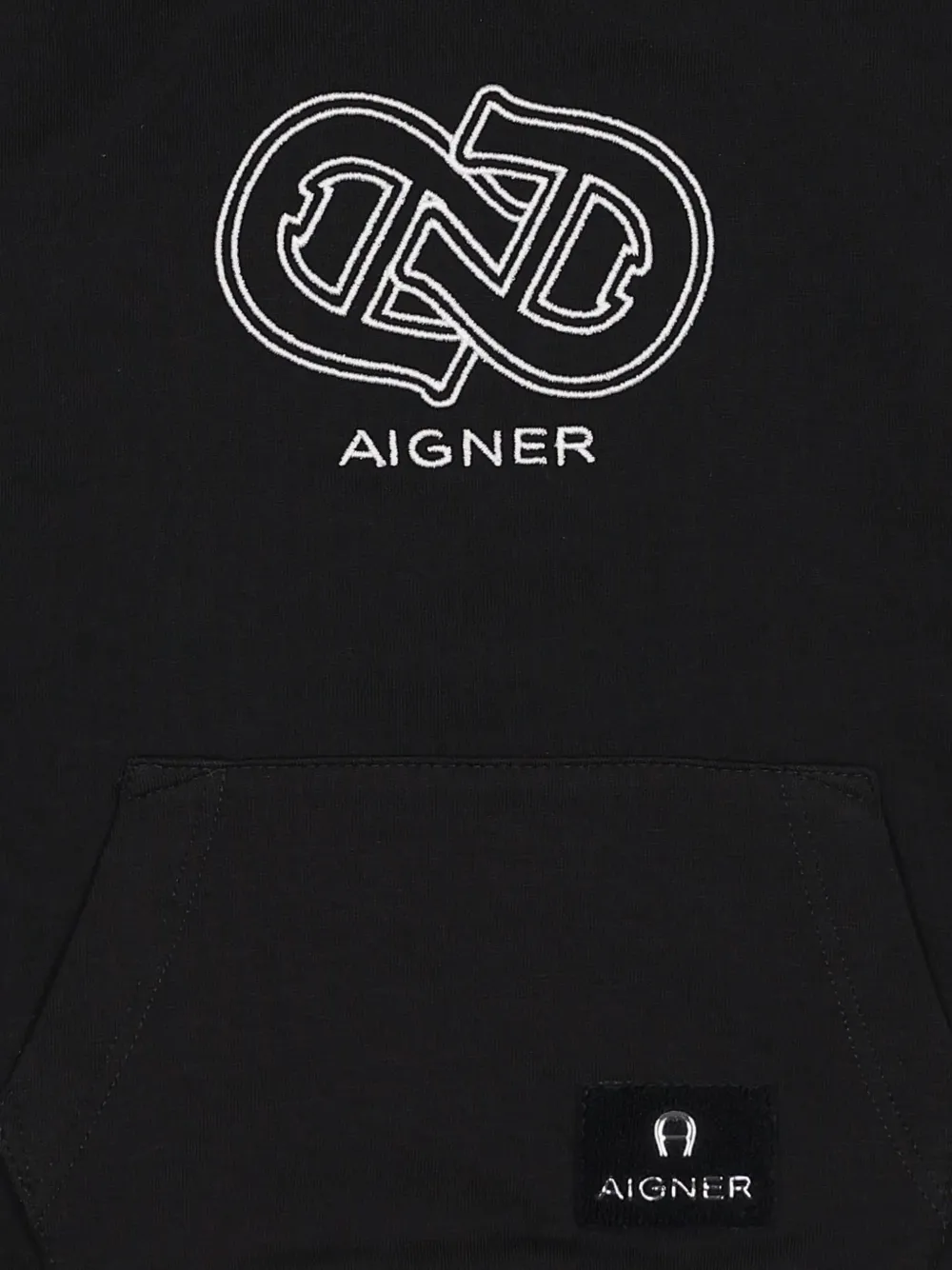 Aigner Kids Hoodie met geborduurd logo Zwart