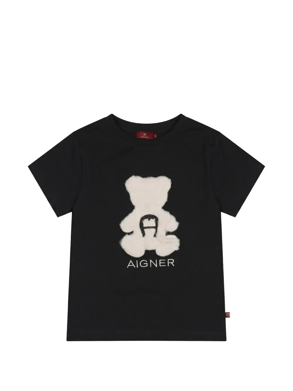 Aigner Kids bear-motif logo-print T-shirt Zwart