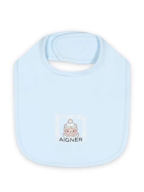 Aigner Kids logo-patch touch-strap bib