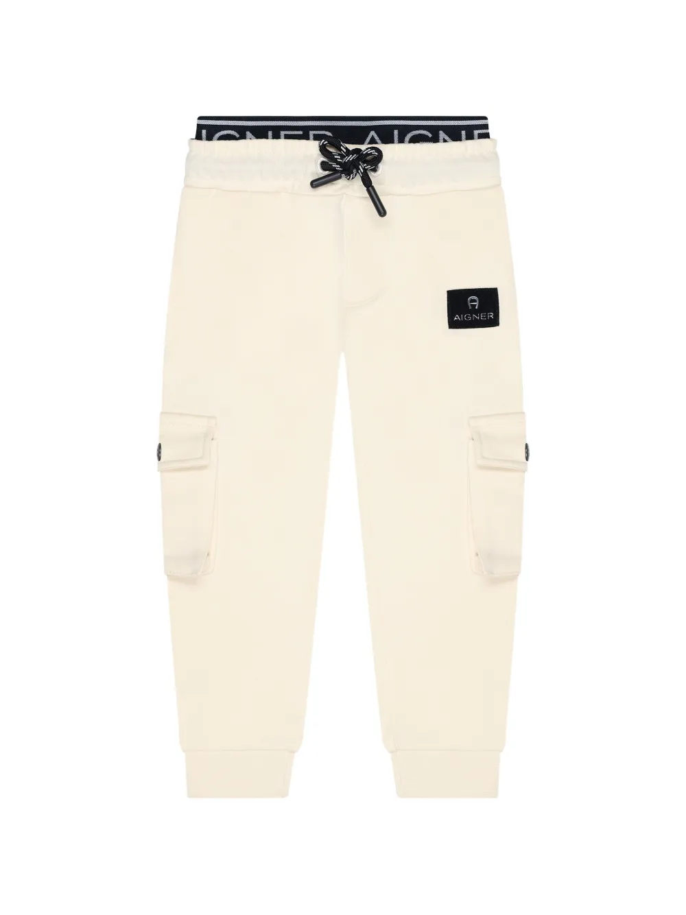 Aigner Kids pantalon cargo à taille à logo - Tons neutres Aigner Kids pantalon cargo à taille à logo - Tons neutres
