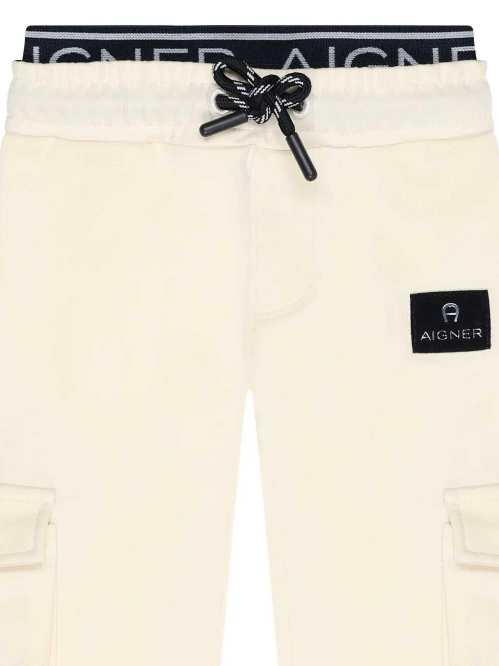 Aigner Kids Cargo broek met logoband Beige