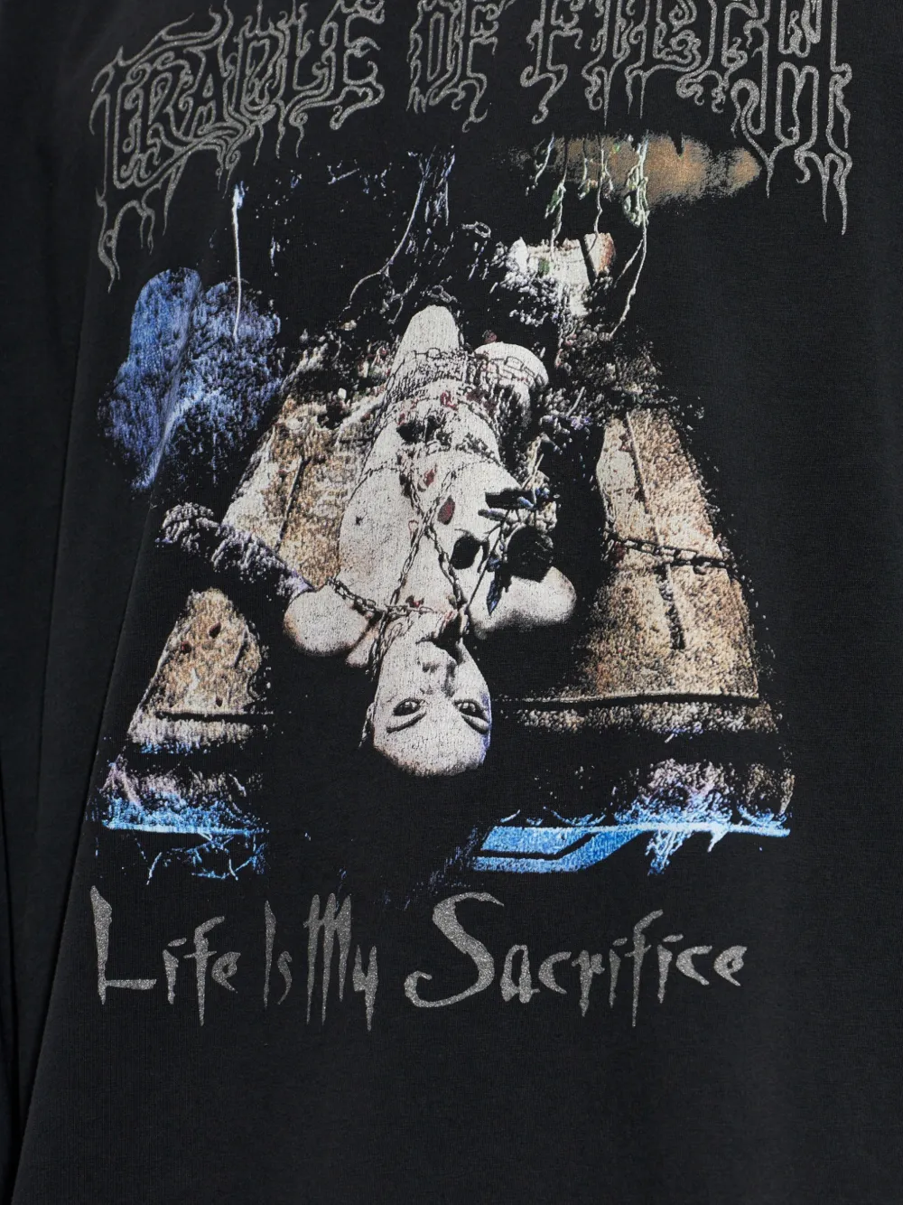 VETEMENTS graphic-print long-sleeve T-shirt Zwart