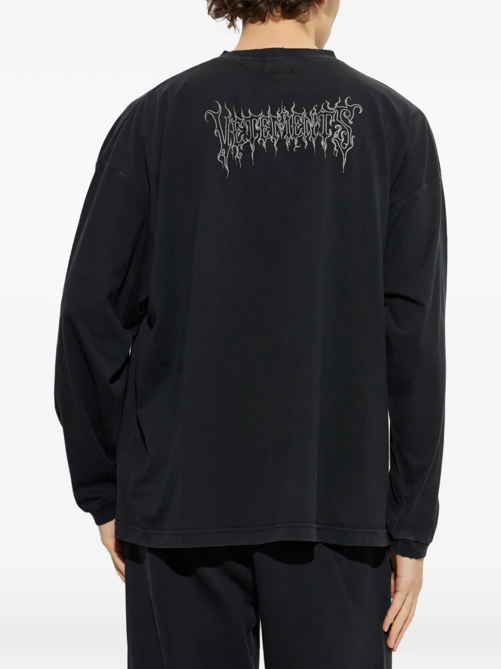 VETEMENTS graphic-print long-sleeve T-shirt Zwart