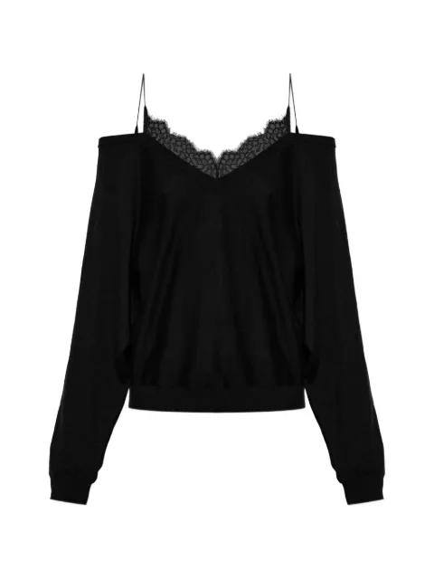 IRO Ivoire lace-trim cold-shoulder sweater