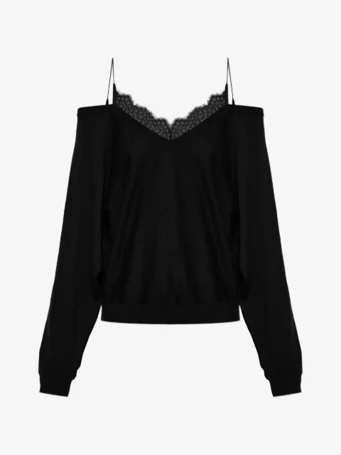 IRO Ivoire lace-trim cold-shoulder sweater