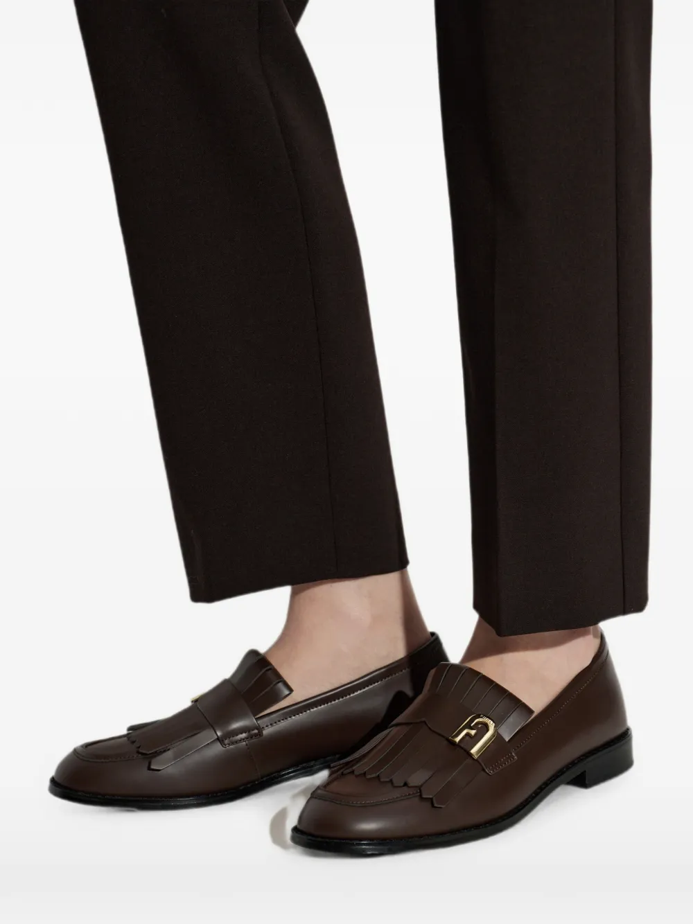Furla fringe-detail logo-plaque loafers Bruin