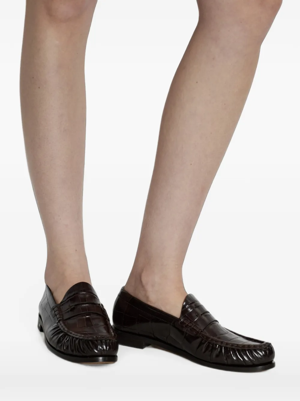 Max Mara Fingere croc-effect leather ballet flats Bruin